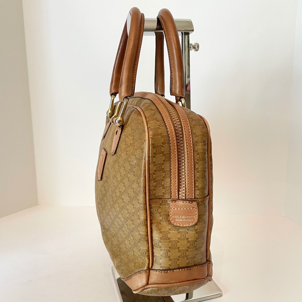 Celine Macadam Vintage Brown/Beige PVC Top Handle Hand Bag - Picture 3 of 16